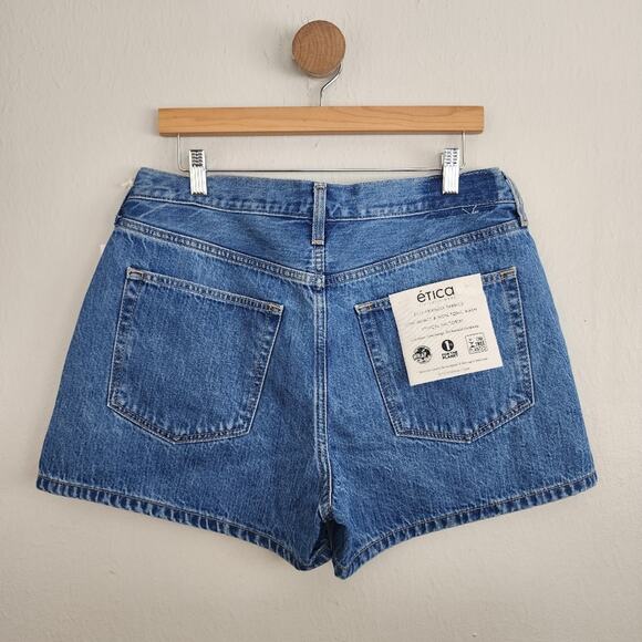 Etica Anthropologie Haven High Waist Relaxed Denim Shorts Blue 30 NWT - Picture 10 of 15